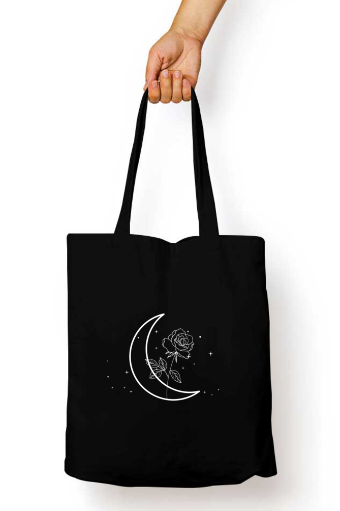 Lunar Rose Black AOP Zipper Tote Bag