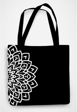 Mandala Bloom Black & White AOP Zipper Tote Bag