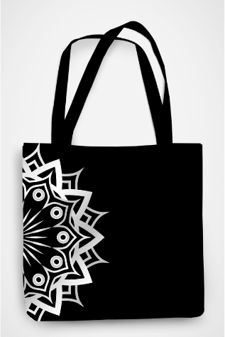 Mandala Mystic Bloom Black AOP Zipper Tote Bag