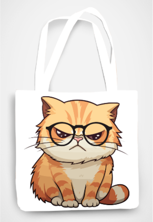 Grumpy Ginger Cat with Glasses AOP Tote Bag