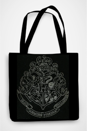 Hogwarts Crest Tote Bag – Harry Potter Black Canvas Edition