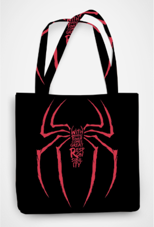 "With Great Power Comes Great Responsibility" AOP Tote Bag