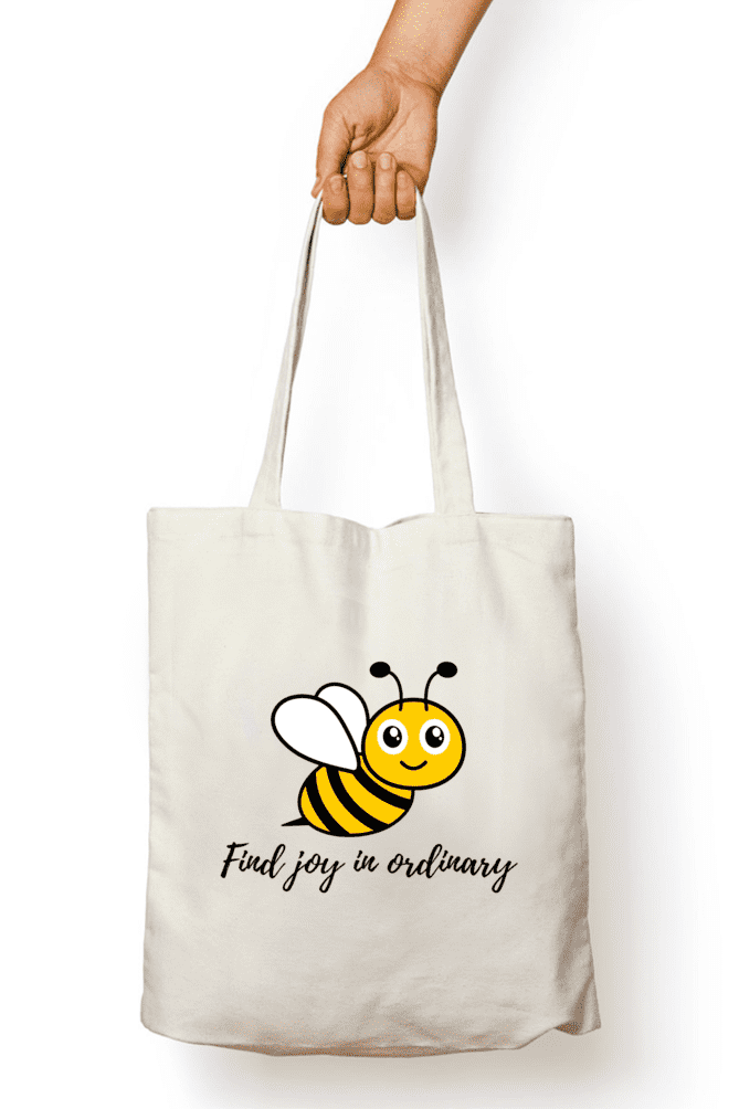 Find Joy Bee Canvas Tote Bag-V&M by VM Creations